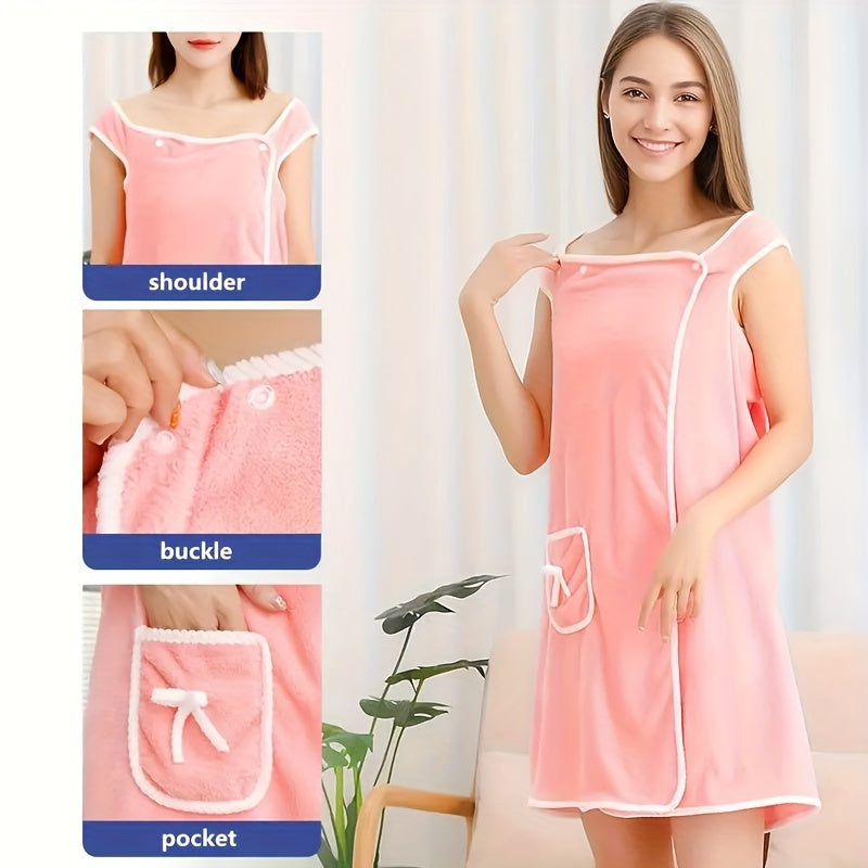 1 dona Qiziqarli Kamon Yumshoq Dush Yubkasi Ayollar uchun, Cho'miladigan Sochiq, Cho'ntakli, Uy va Sayohat uchun Moslashtiriladigan