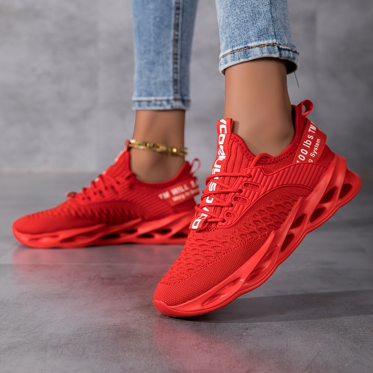 Women's Pink Breathable Casual Sneakers with Hole-Design and Shock Absorption