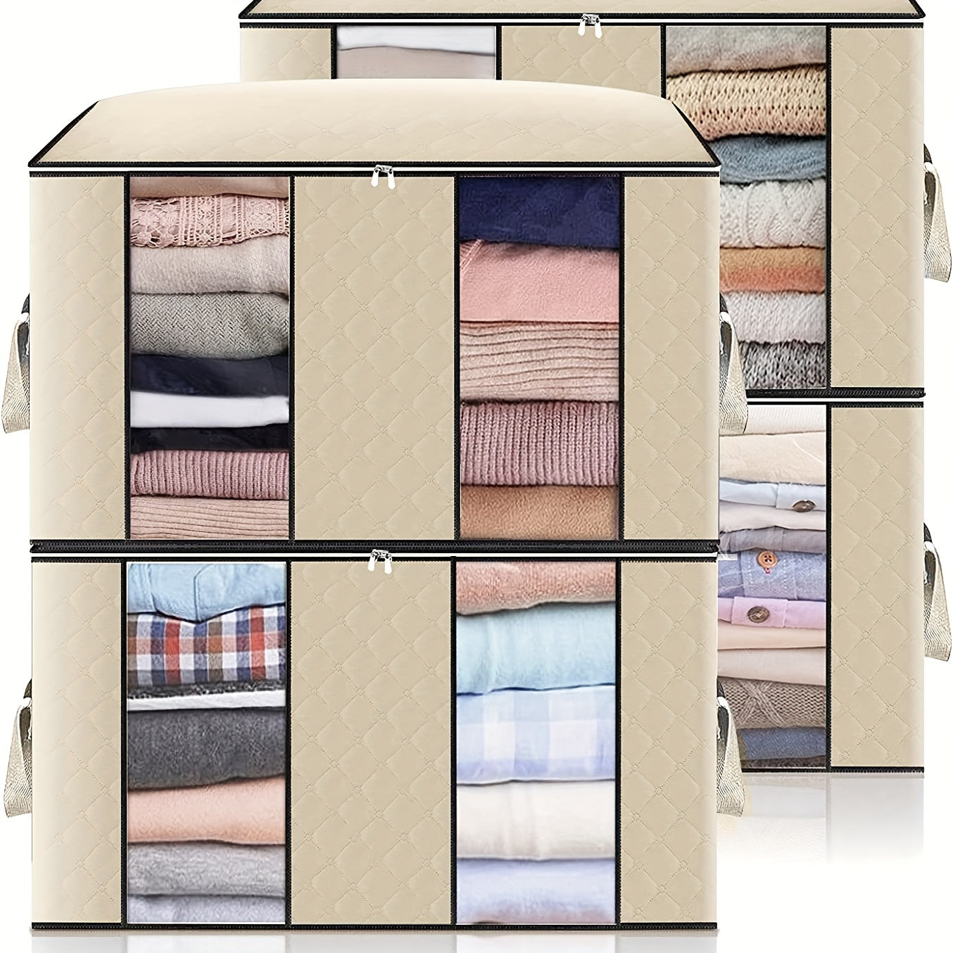 Keng mato kiyim saqlash sumkasi 90L, tutqich va shaffof oynali