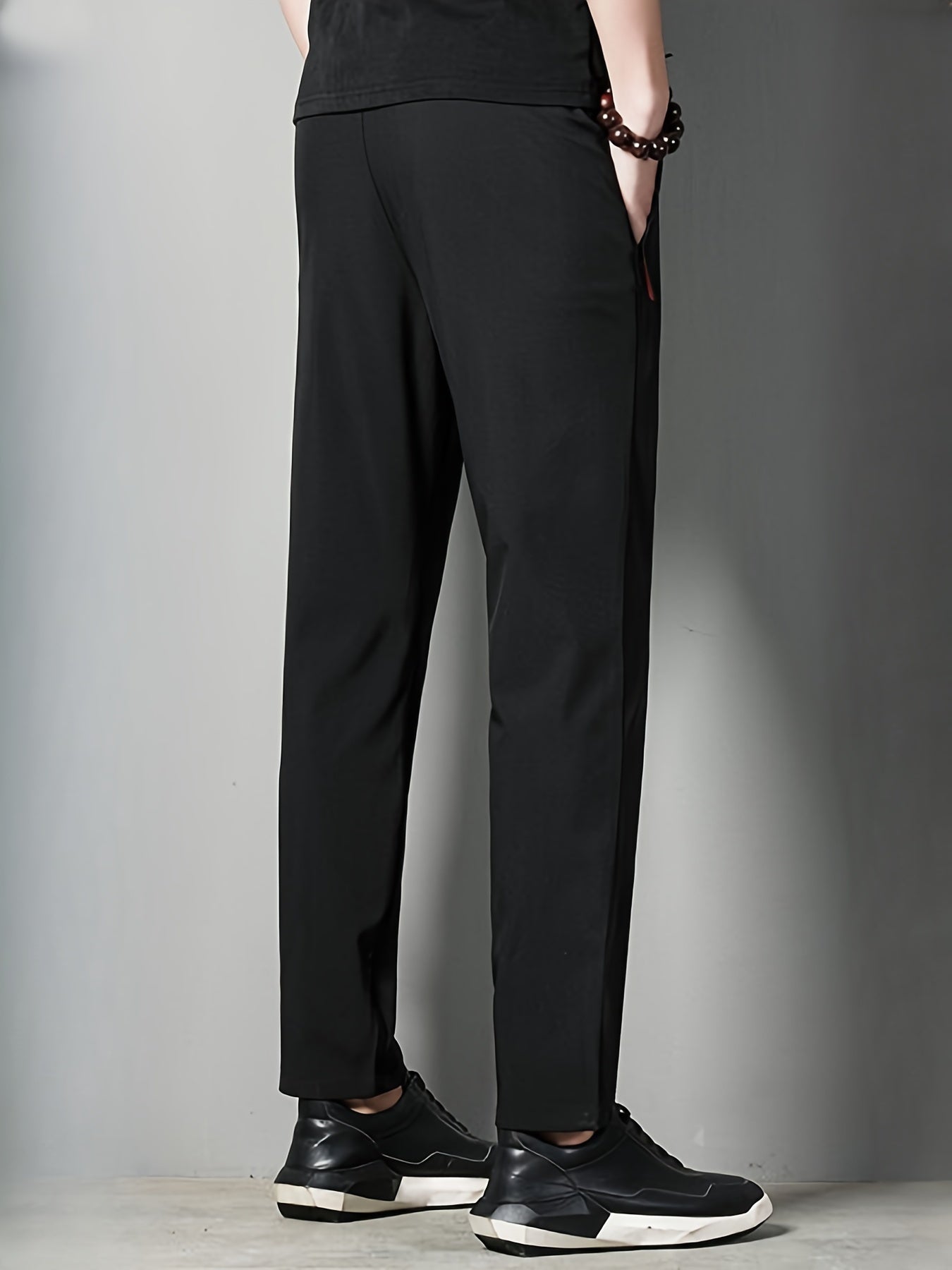 Pantalones deportivos largos de talla grande para hombre, pantalones casuales de verano, pantalones deportivos de poliéster con detalle de cremallera