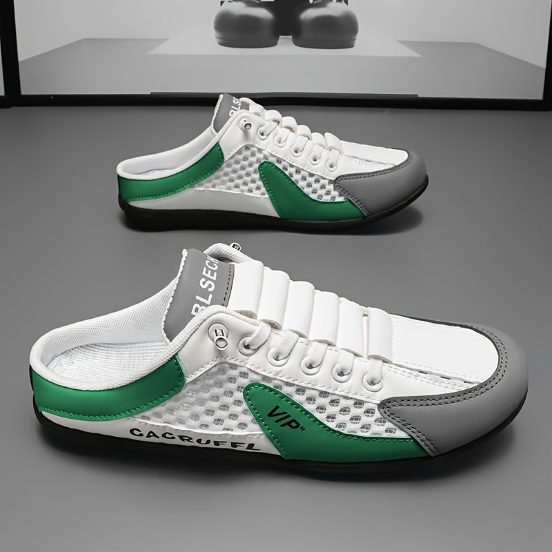 Men's Casual Mesh Slippers with Non-Slip Sole and Lace-Up Design for Outdoor and Daily Wear