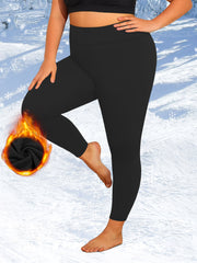 Plus Size High-Waisted Fleece-Lined Leggings for Autumn Winter