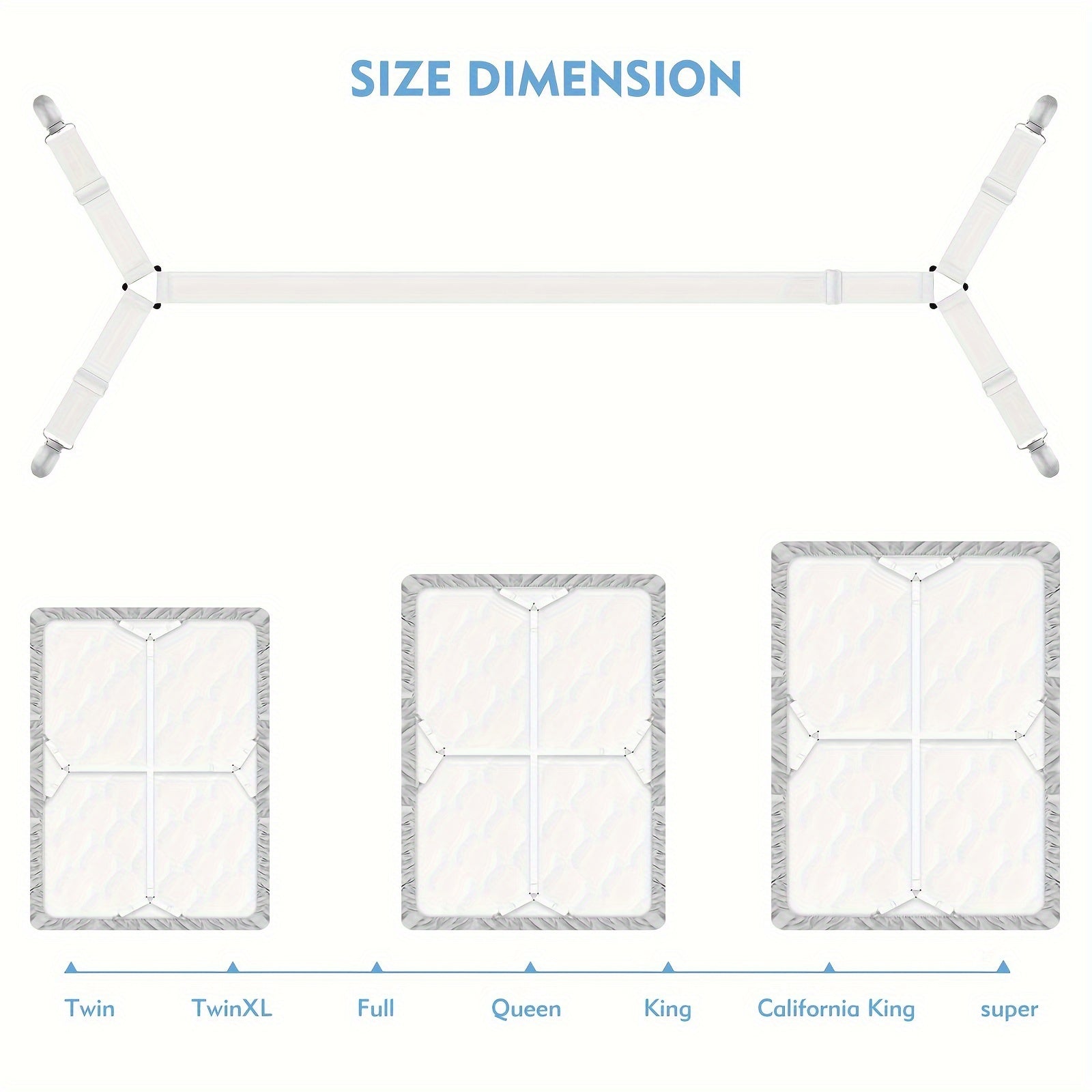 Juego de 3 correas ajustables para sábanas, sujetadores elásticos para sábanas ajustables