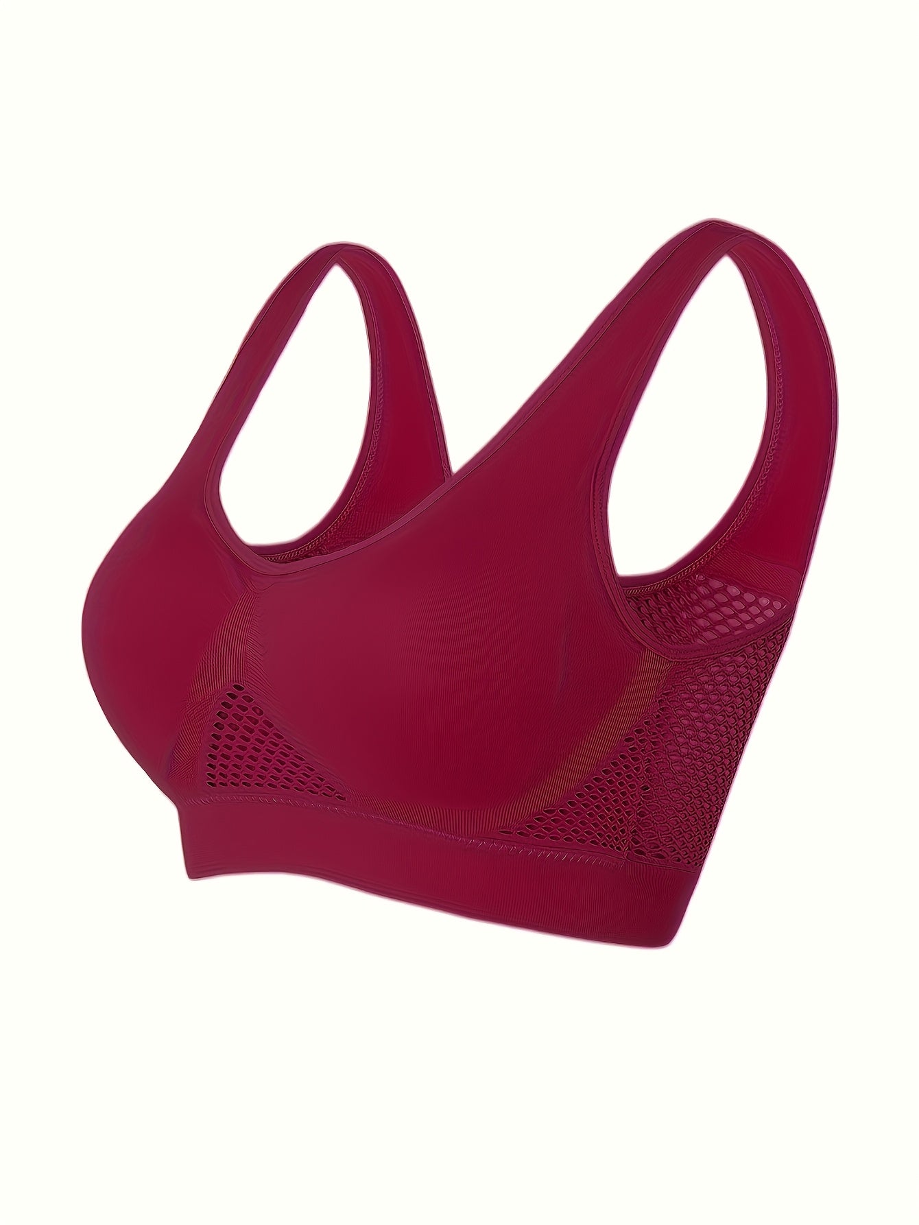 Women Plus Size Breathable Mesh Sports Bra Seamless Wireless Yoga Top
