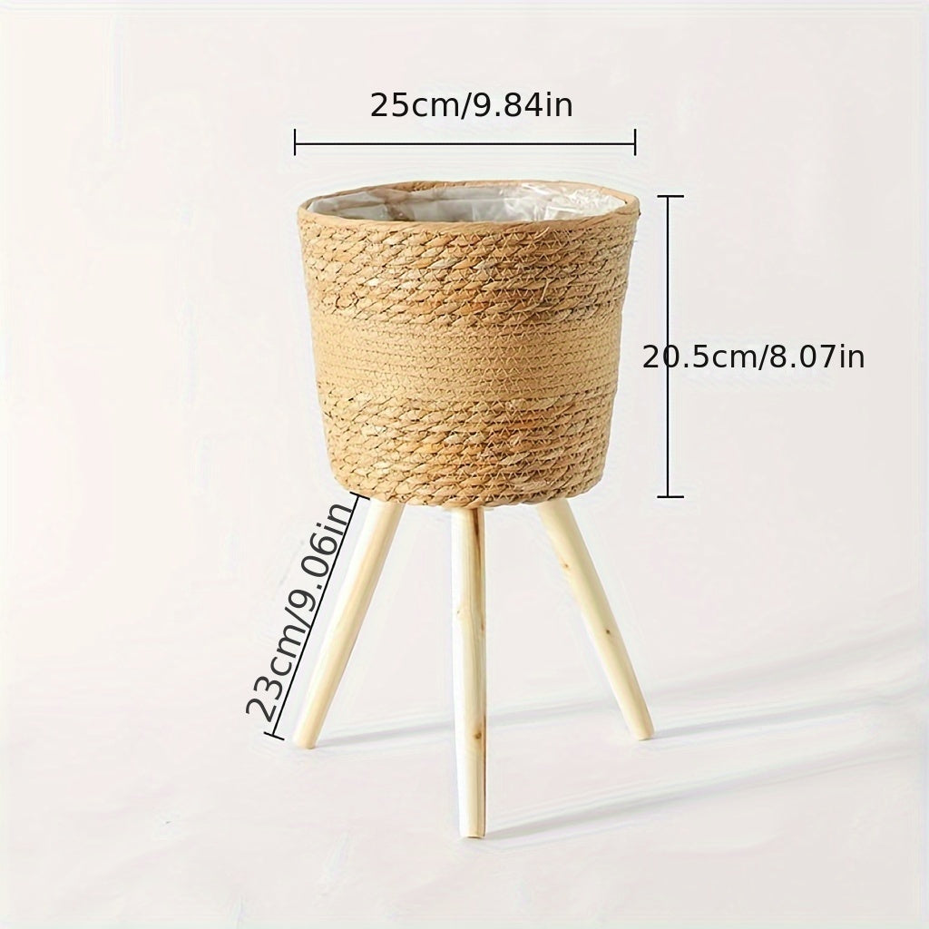 Set of 3 Seagrass Plant Baskets with Brackets Indoor Outdoor Rattan Classic