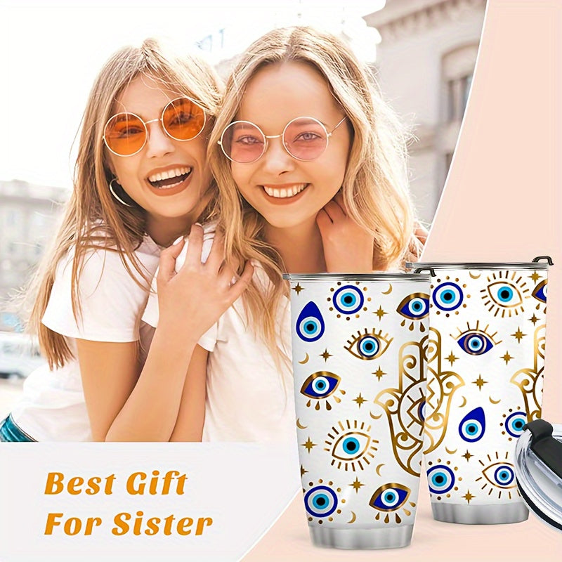 20 oz Evil Eye Moon Coffee Mug Insulated Tumbler with Lid and Straw for Travel