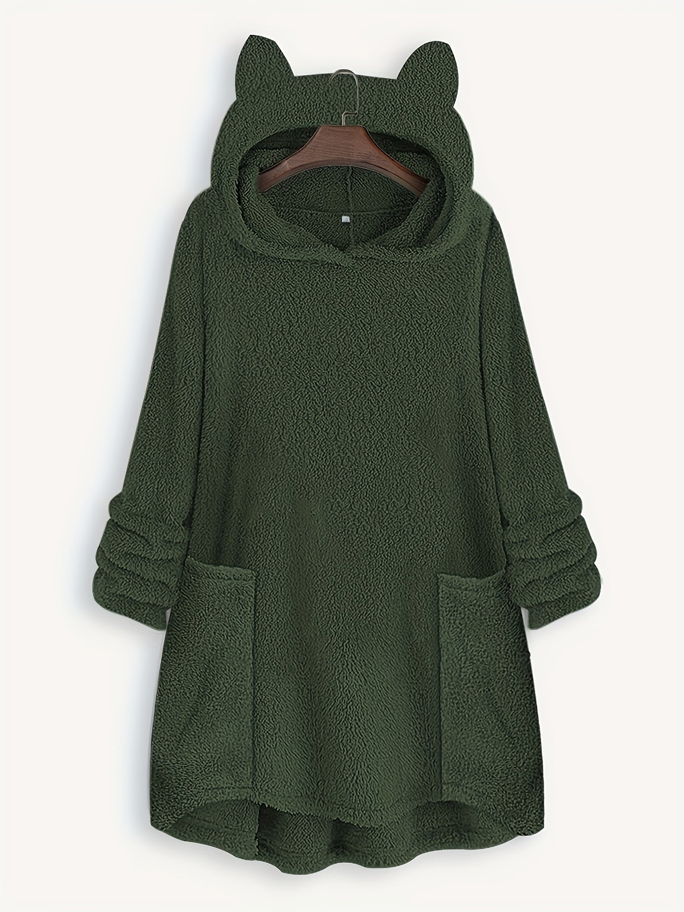 Толстовка из флиса для женщин больших размеров с карманами и длинными рукавами