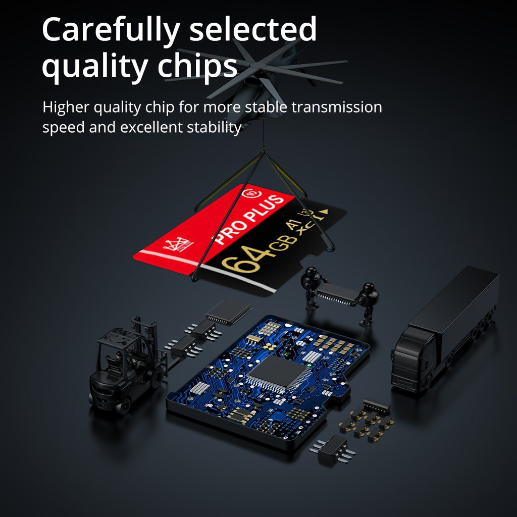 High-Speed Memory Card 64GB to 64MB with Adapter for Tablets Cameras Phones Laptops