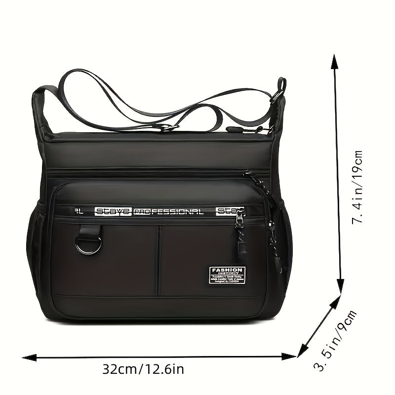 Men's Large Capacity Nylon Chest Bag with Multiple Compartments and Adjustable Strap for Travel and Outdoor Activities