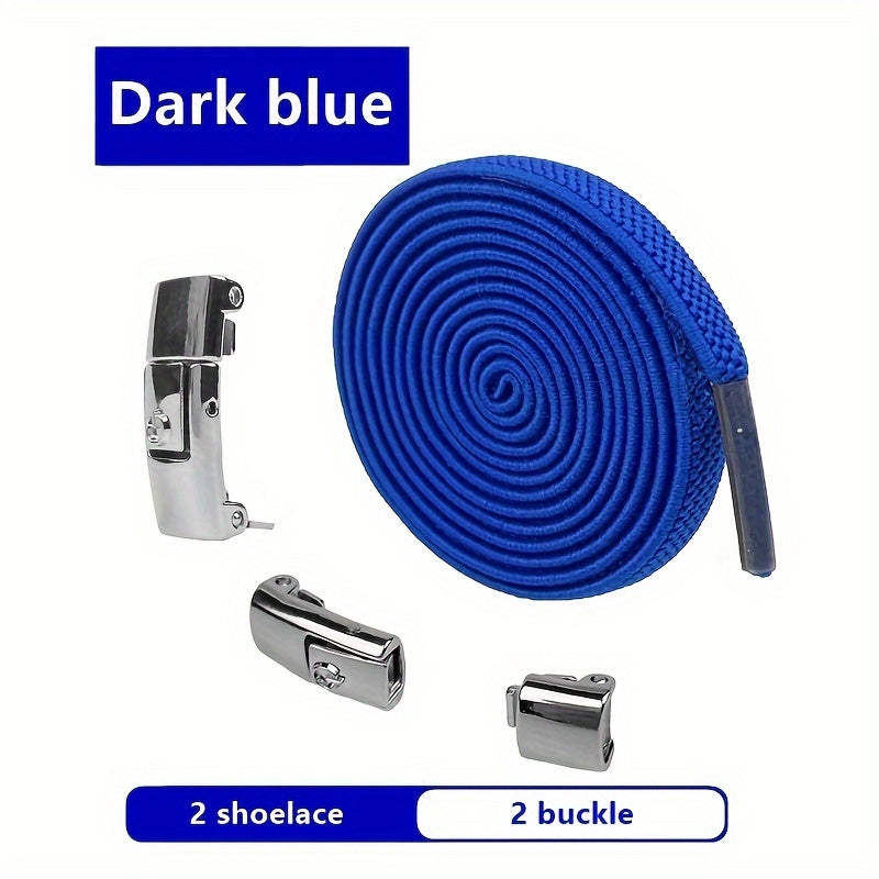 Unisex Elastic No-Tie Shoelaces Lazy Metal Lock Laces for Sports and Casual