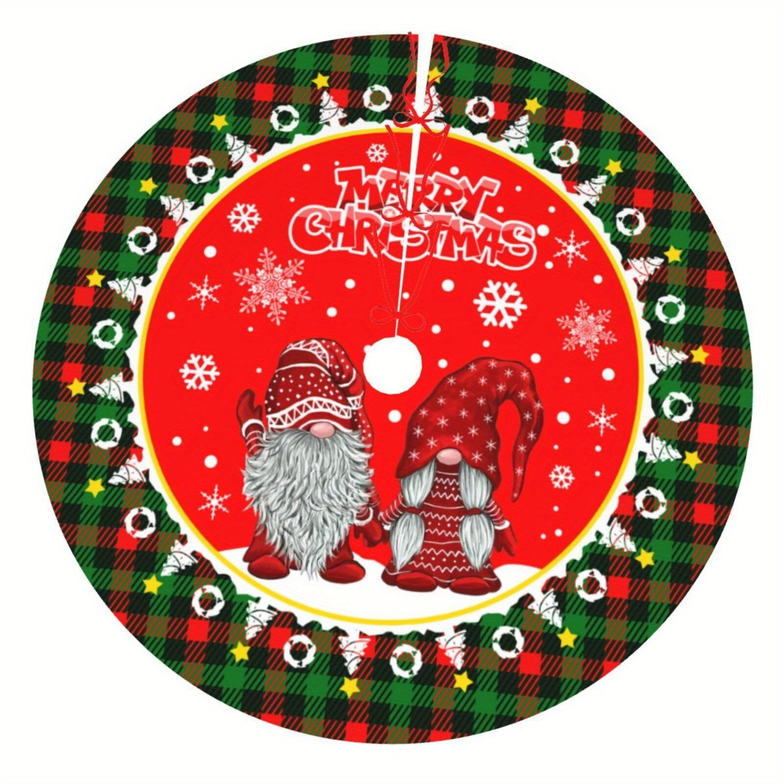 Festive Santa Claus Snowflake Christmas Tree Skirt Holiday Decor