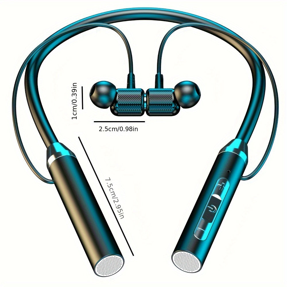 Wireless In-Ear Sports Neck Headphones with Rechargeable Battery and Type-C Charging