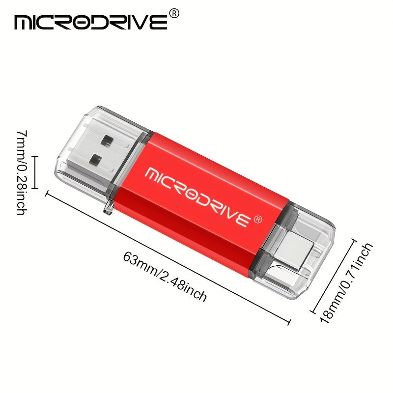 32GB, 64GB va 128GB o'lchamlarida mavjud bo'lgan yuqori tezlikdagi USB Type-C Microdrive.