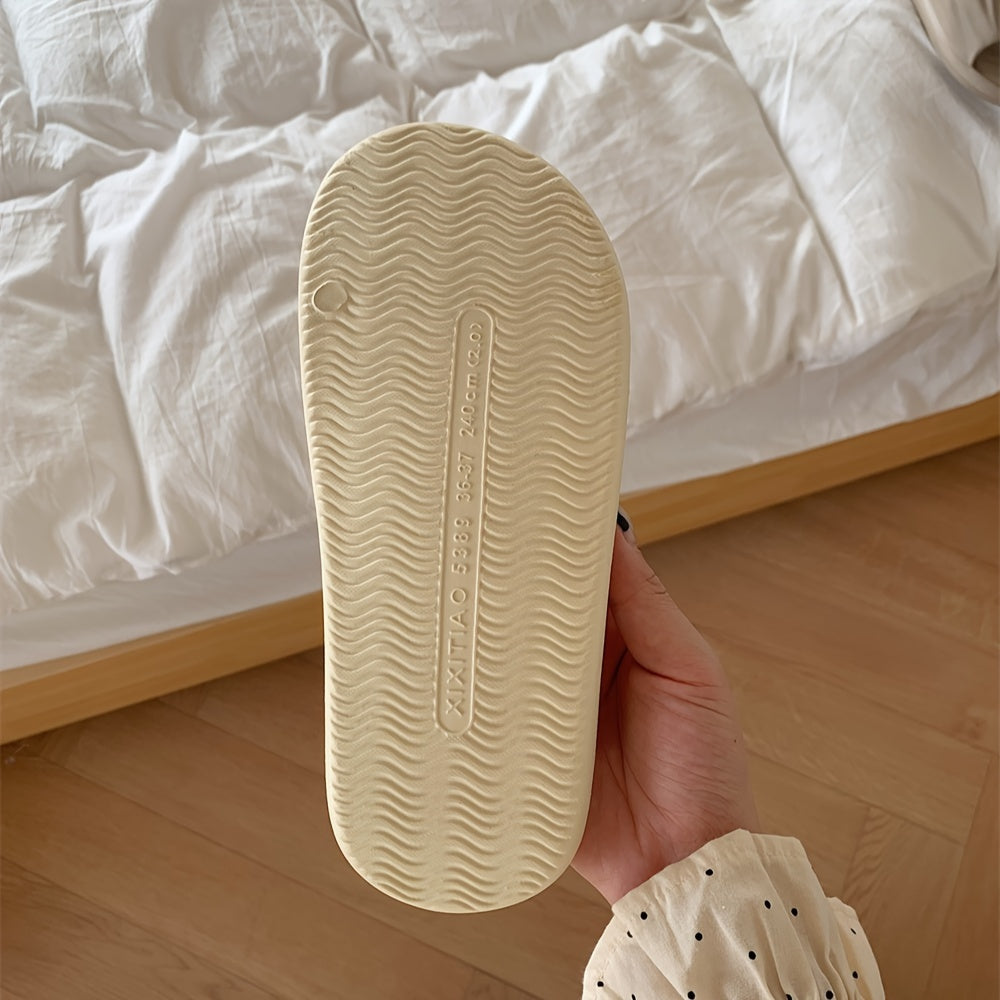 Women's EVA Slip-On Slippers, Anti-Slip, Odor-Resistant, Beige Indoor Shoes