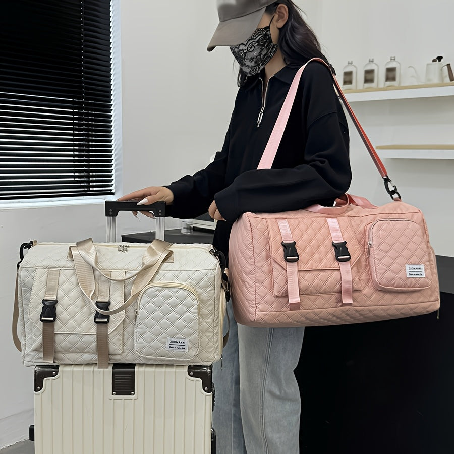 Durable Nylon Travel Duffle Bag for Overnight Trips in Gray Pink Purple Black