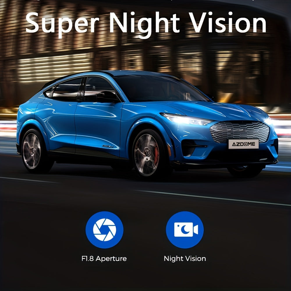 4K 3-канальная видеорегистратор с встроенным 5GHz WiFi, GPS, картой на 64 ГБ, передней, внутренней и задней 1440P+1080P+1080P, ночным видением, мониторингом парковки.