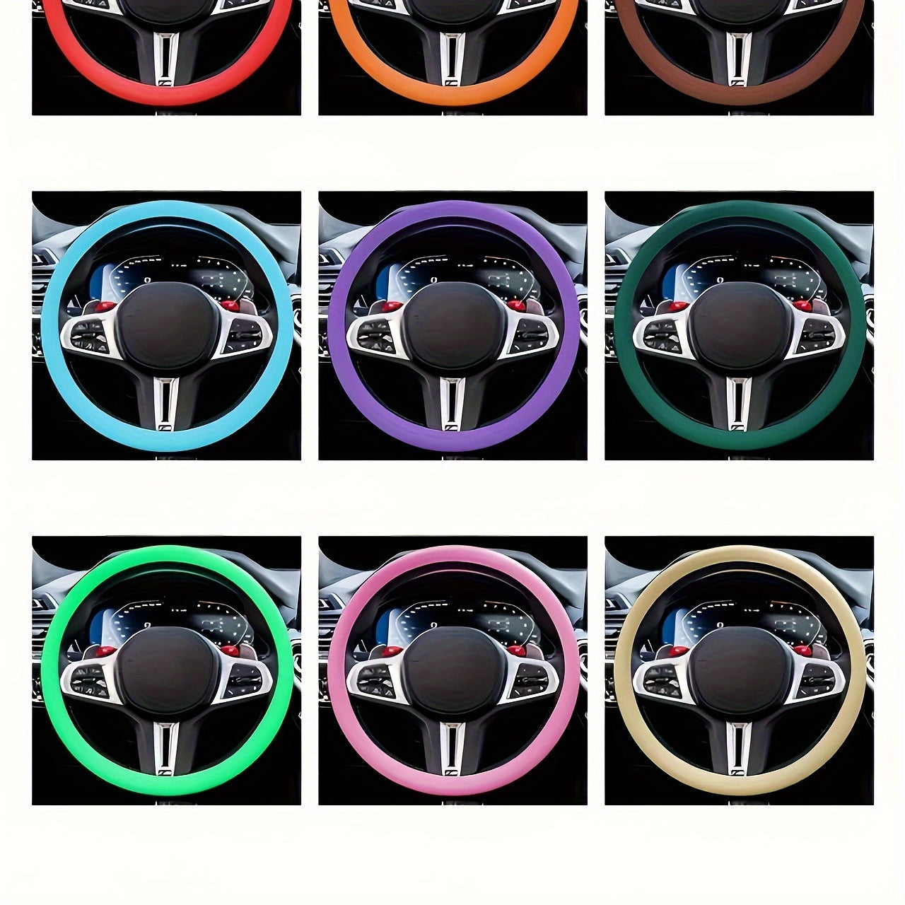 Universal Fit Silicone Steering Wheel Cover Anti-Slip Elastic Grip Car Accessory