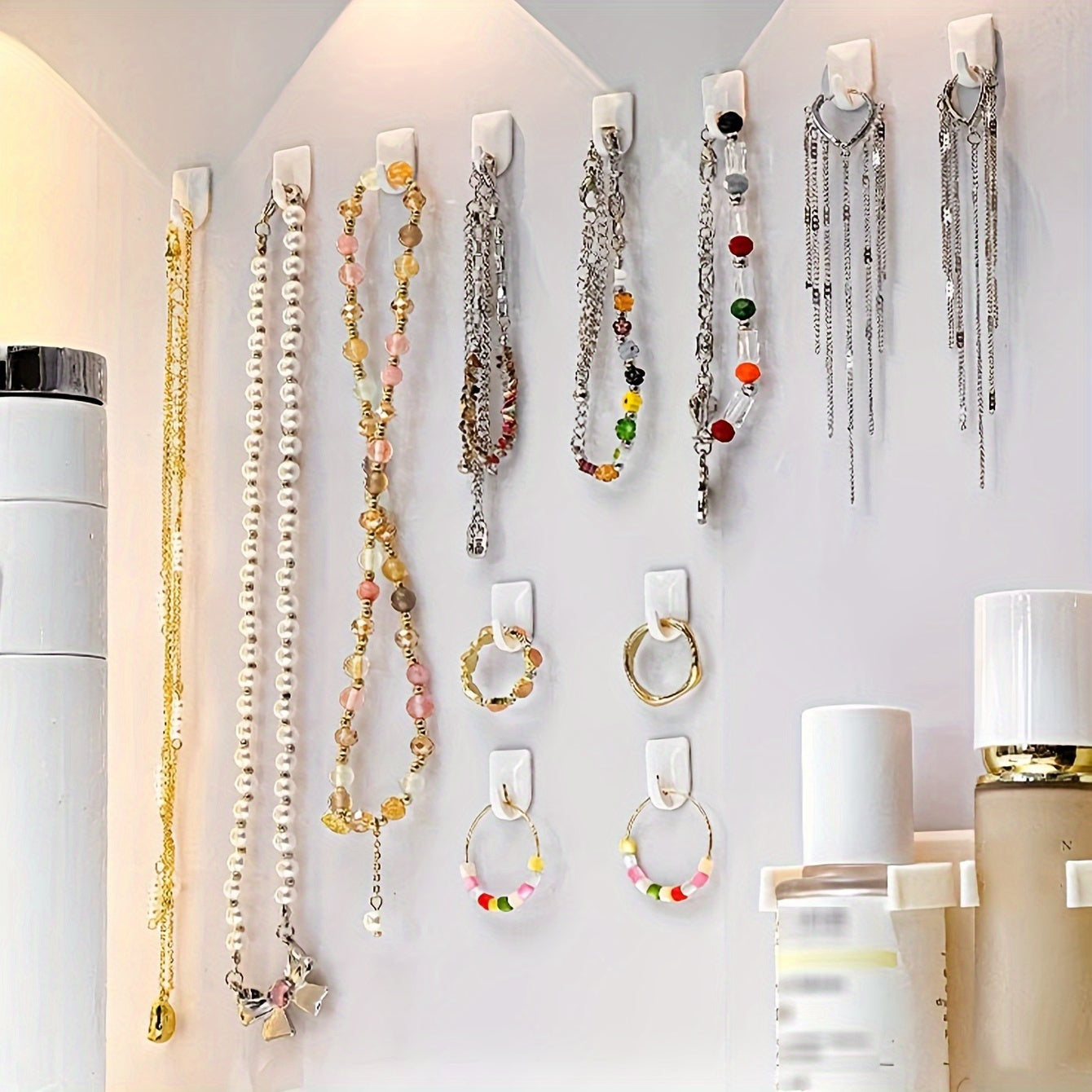 20-Pack Plastic Wall Hooks for Kitchen Bathroom Bedroom Office Seamless Adhesive Easy Install