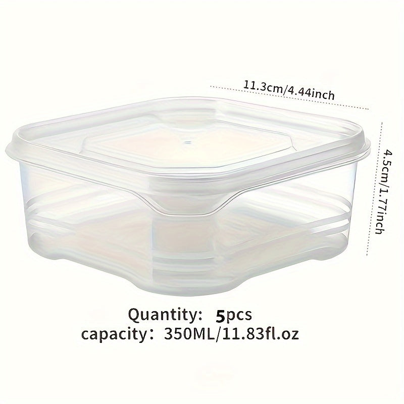 5 Pcs Food Grade Plastic Storage Containers for Fridge, Stackable, Sealed Preservation