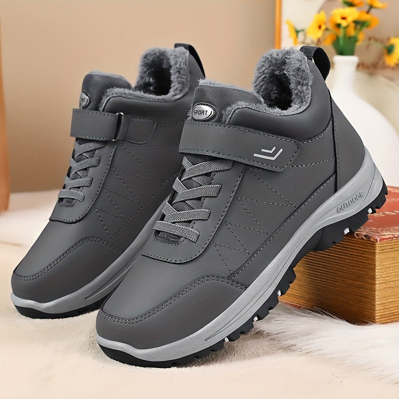 Men's Short Winter Snow Boots Rubber Sole Fabric Upper Casual Hiking Solid Color