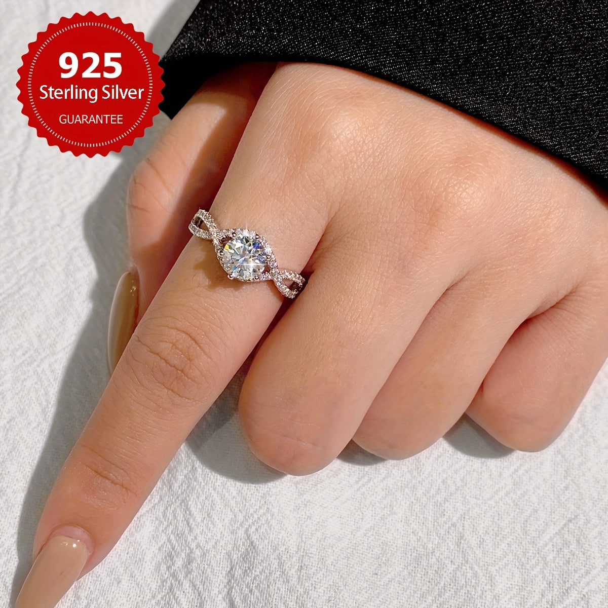 1 Karat Moissanite uzuk, sterling kumush zargarlik sovg‘asi