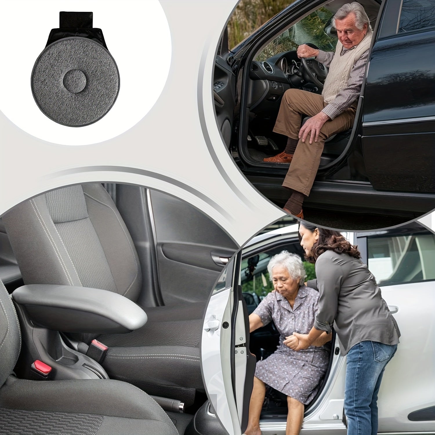 Universal Car Seat Cushion 360° Rotating Memory Foam Soft Polyester