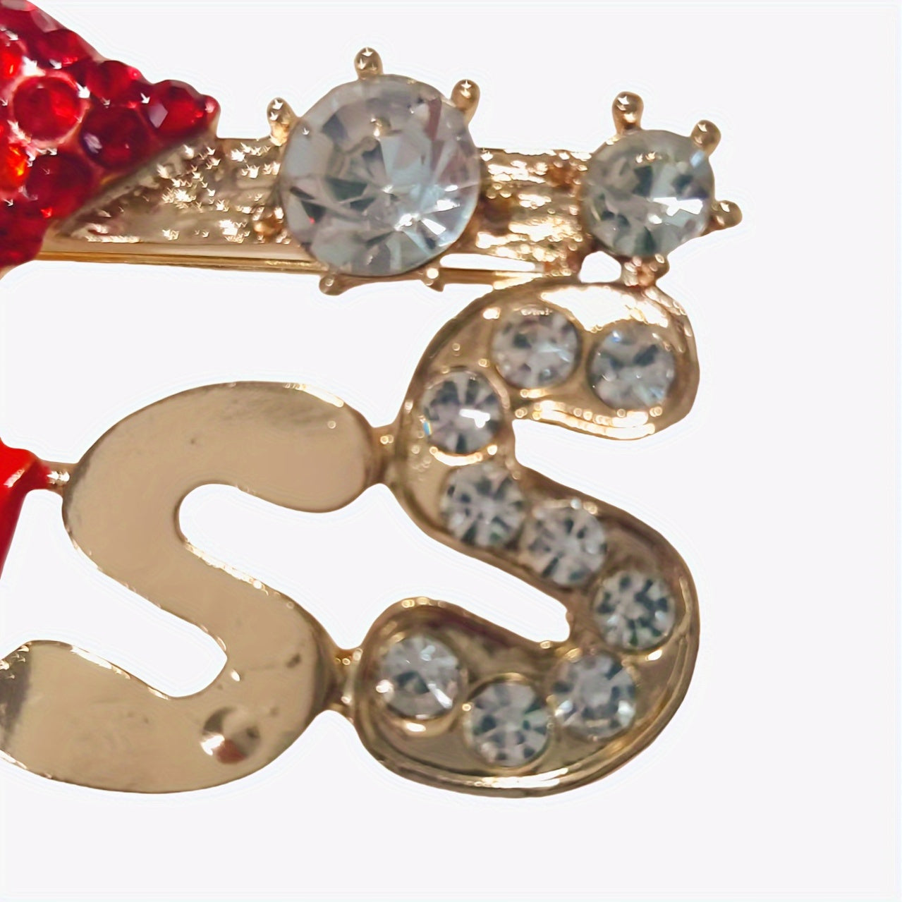 Women’s Alloy and Glass Brooch Red Lip Kiss Pin Irregular Flower Design Jewelry