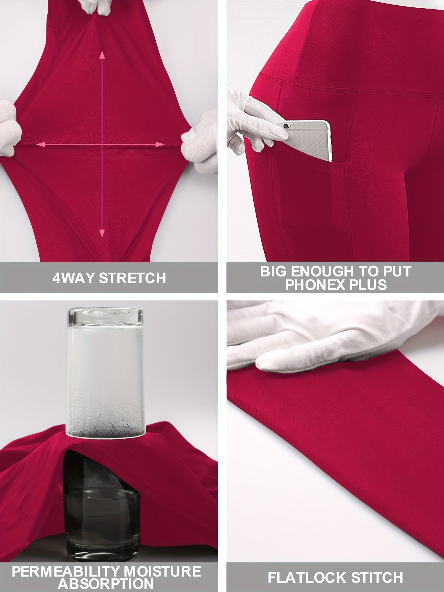 Women High Waist Yoga Pants Stretch Tight Leggings with Pockets and Abdominal Support