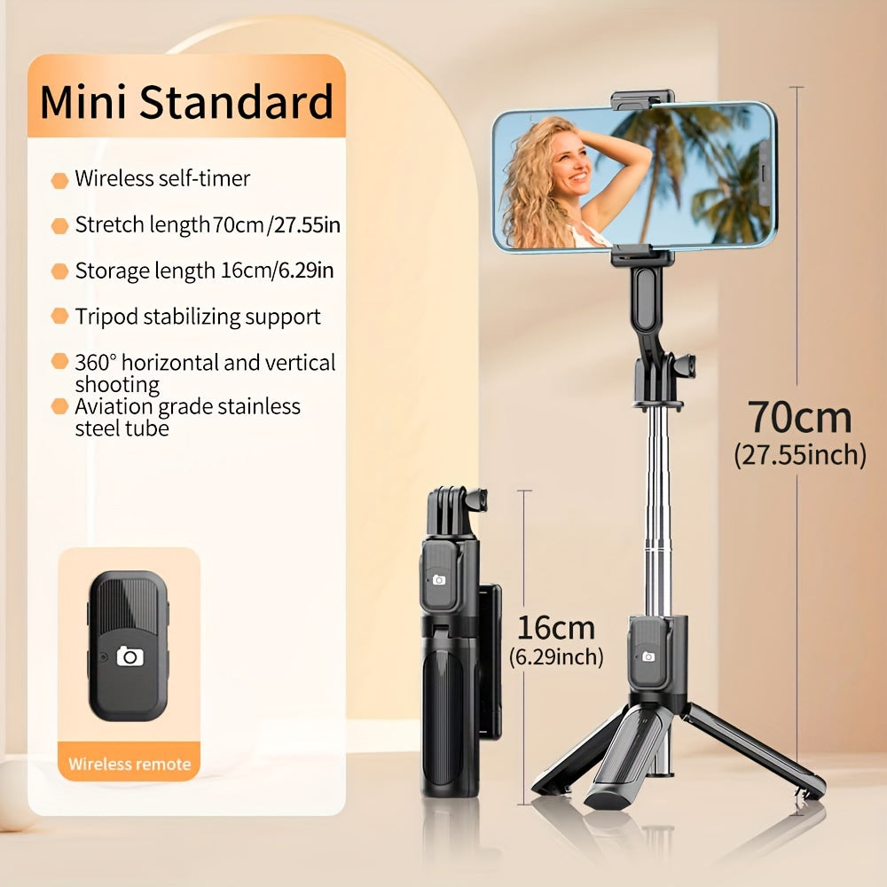 Simsiz Selfie tayoqchasi masofadan boshqarish bilan, ochiq havoda foydalanish uchun tripod, tebranishga qarshi, aylantiriladigan, smartfonlar bilan mos keladigan, batareya bilan ishlaydigan, qayta zaryadlanmaydigan (diametri < 20mm)