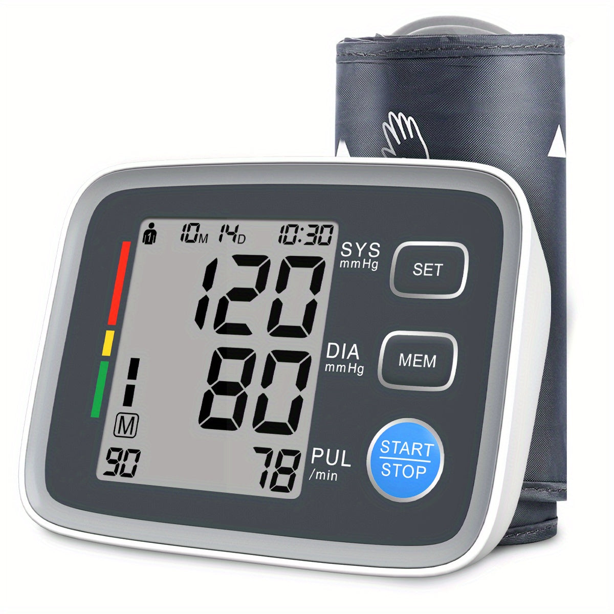Digital Blood Pressure Monitor with Upper Arm Cuff 22.1-43.18cm for Home Use