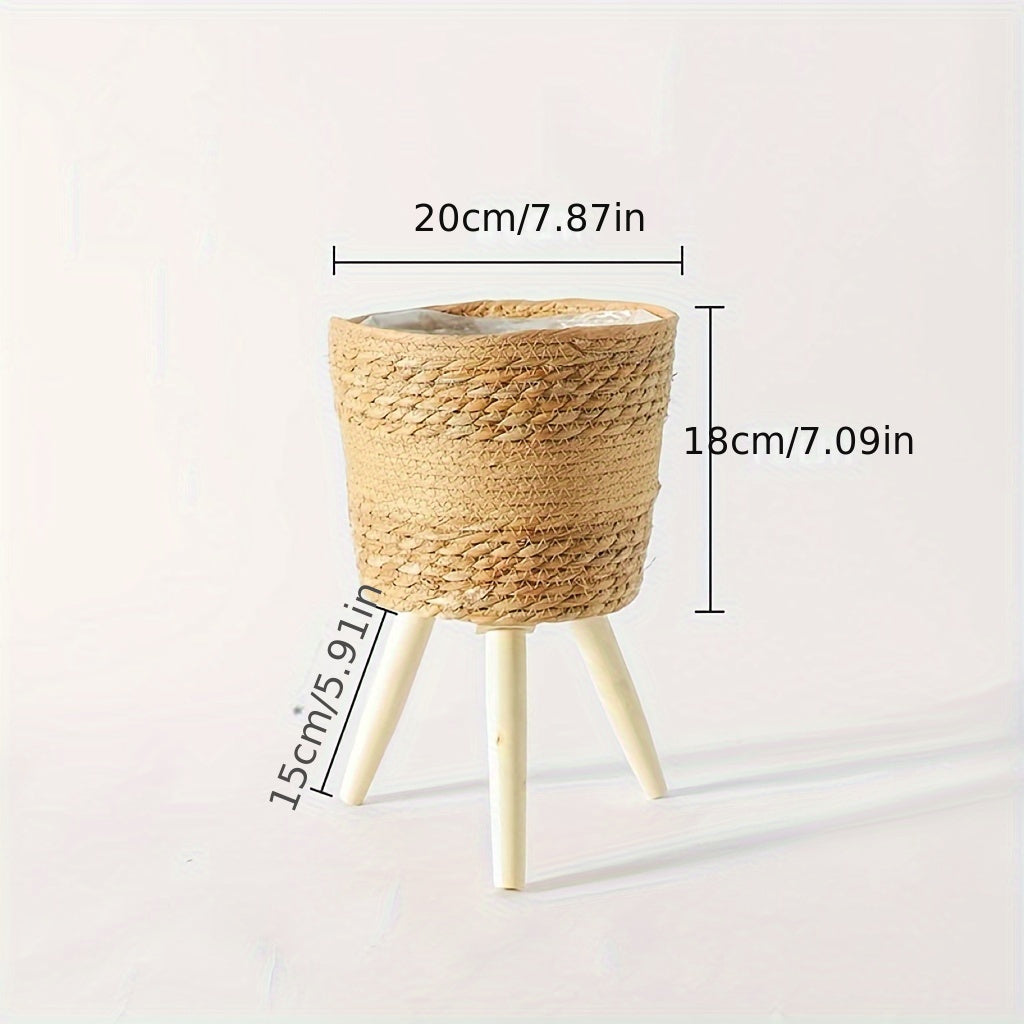 Set of 3 Seagrass Plant Baskets with Brackets Indoor Outdoor Rattan Classic