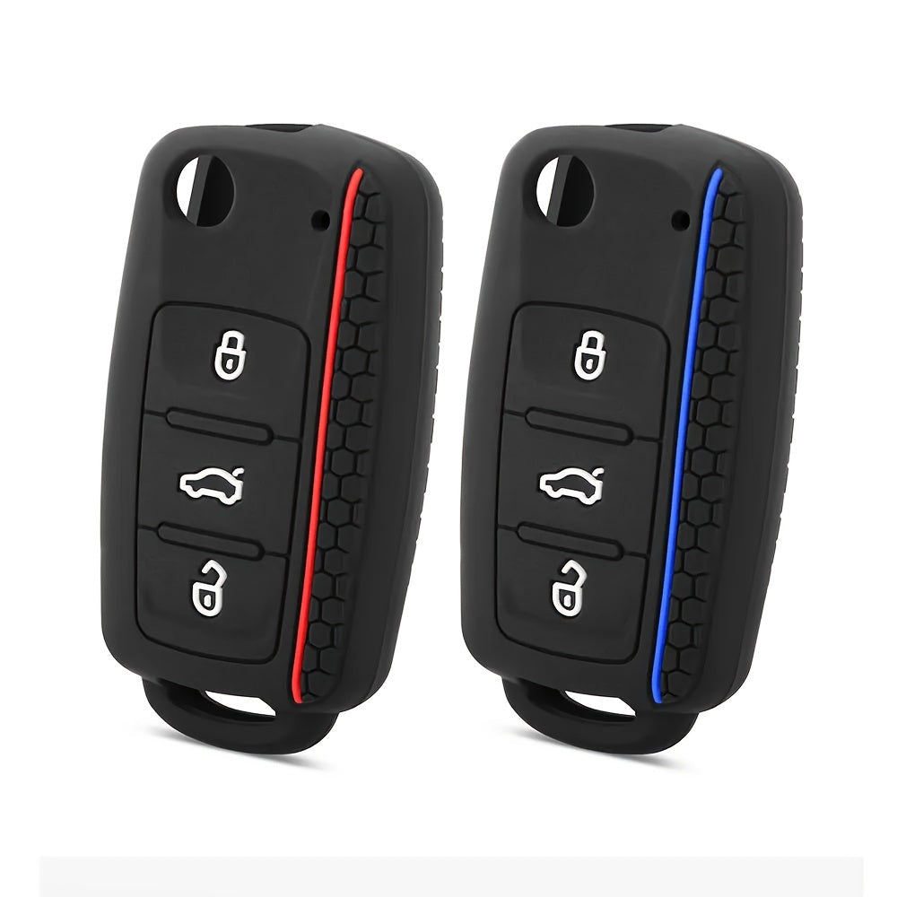 Silicone Car Key Cover For Compact Vehicles 3 Button Protection
