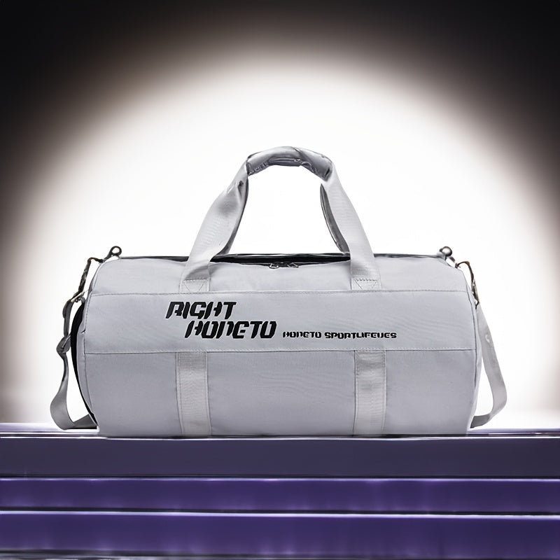 Large Nylon Gym Duffel Bag with Wet Dry Separation in Black 48x27x27cm