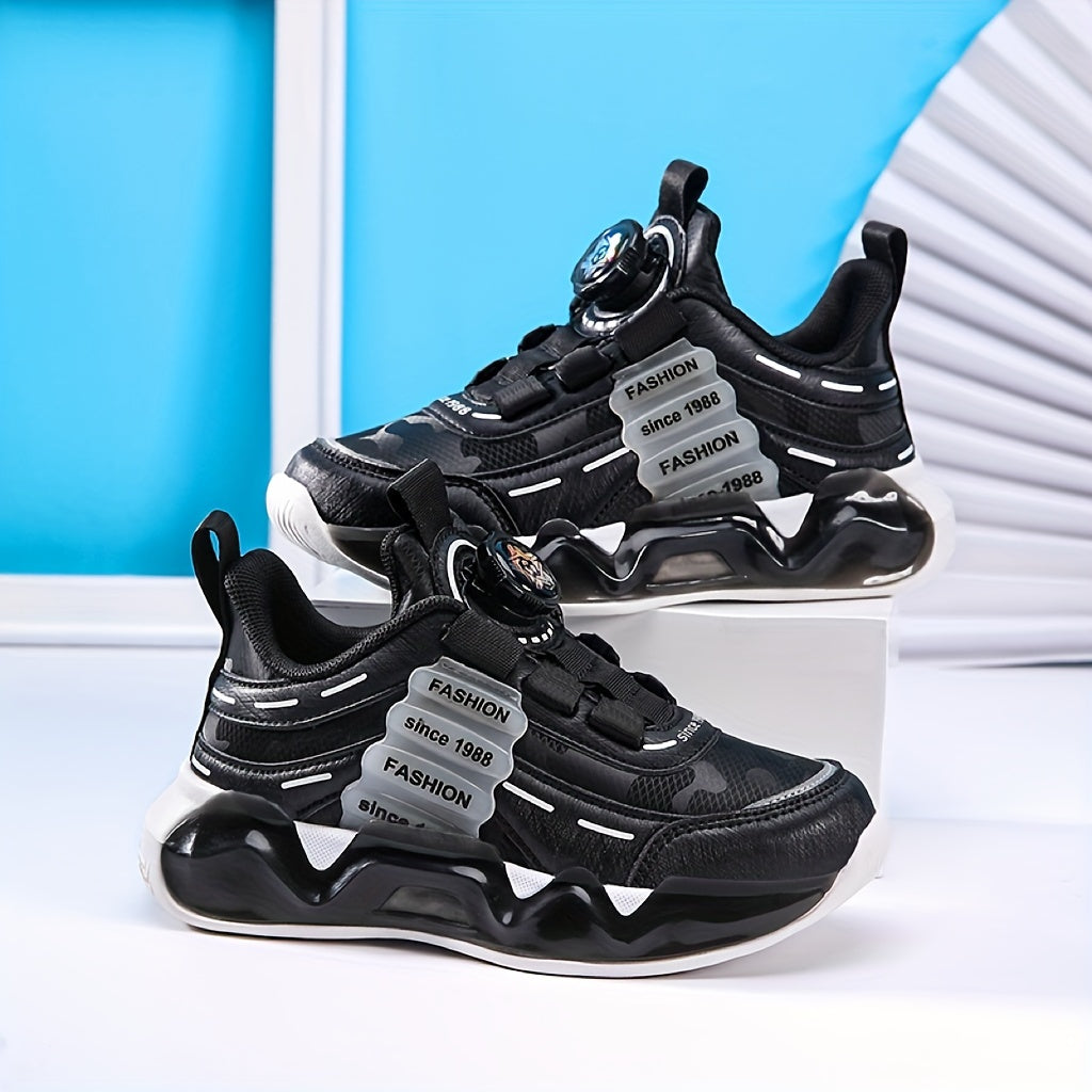 Boys' Ultra-Light Running Shoes with Rotating Buckle Breathable Non-Slip Sole for Outdoor Activities