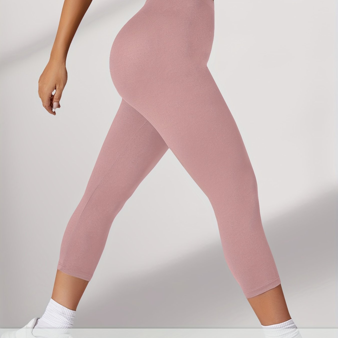 Plus Size Women's High-Stretch Soft Capri Leggings Athletic Yoga Workout Pants