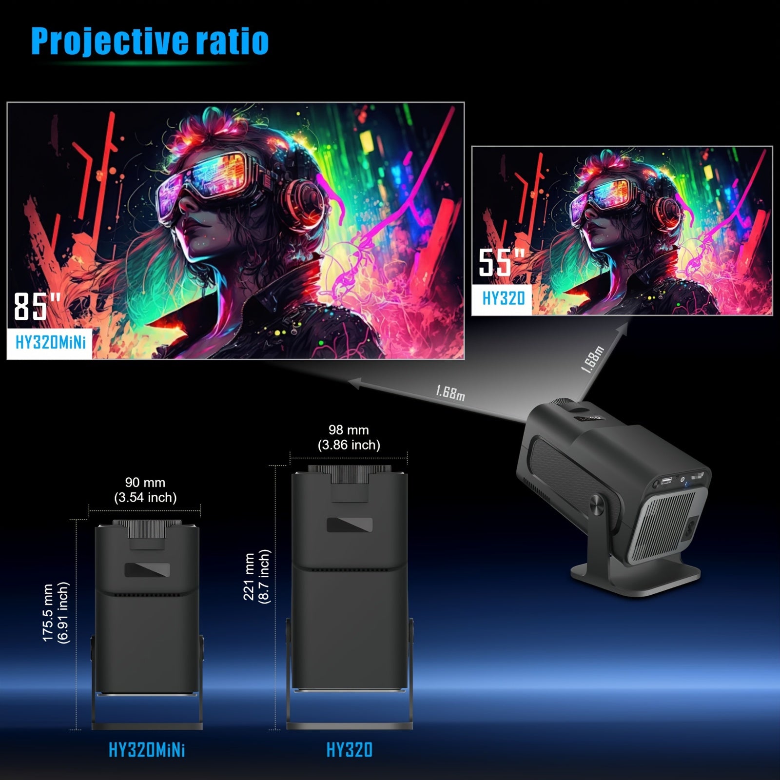 Mini Portable LCD Smart Projector 4K Support, 200 ANSI Lumens, HDMI USB