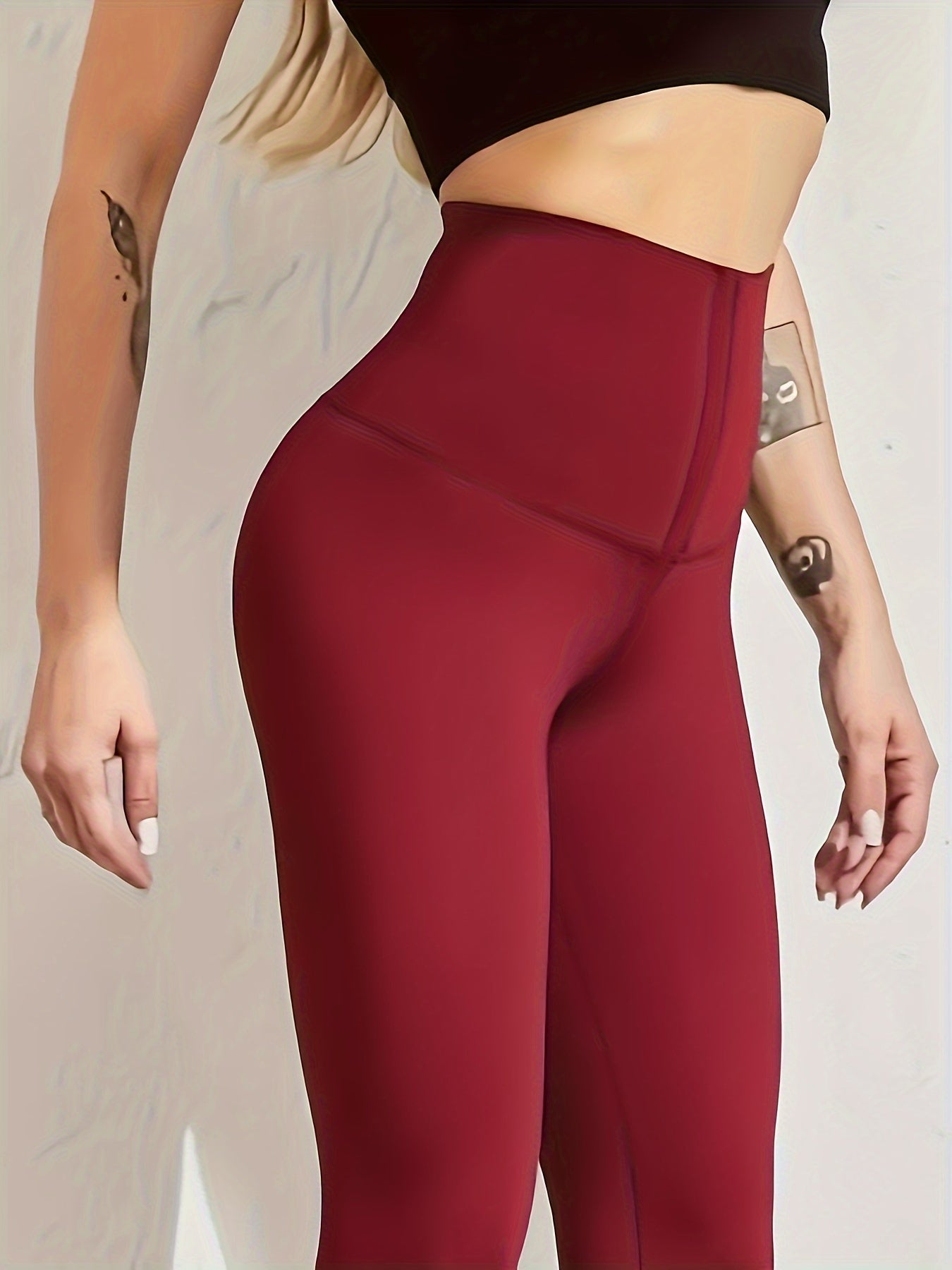 Women's High Waist Skinny Leggings with Tummy Control and Butt Lifting Solid Color Long Fit