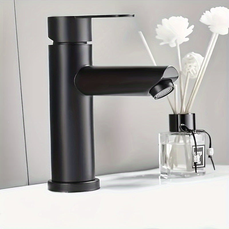 Grifo de acero inoxidable negro de suelo para baño y cocina con función de ahorro de agua