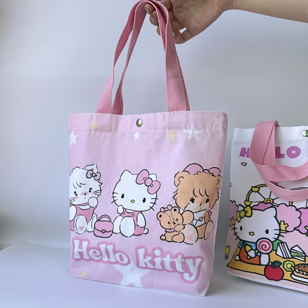 Hello Kitty Animal Print Canvas Travel Bag with Tassel and Buckle Closure