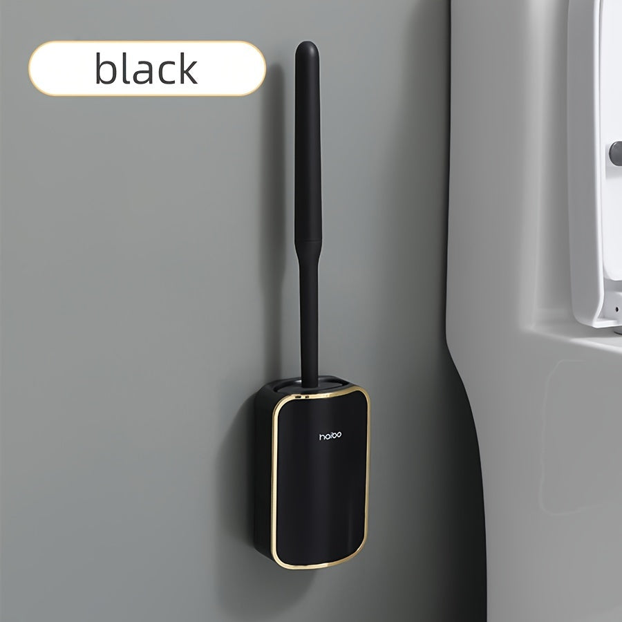 Элегантный настенный набор для чистки туалета с удлиненной ручкой - силиконовые щетинки, легкая уборка для ванной, полный набор щетки для туалета и держателя