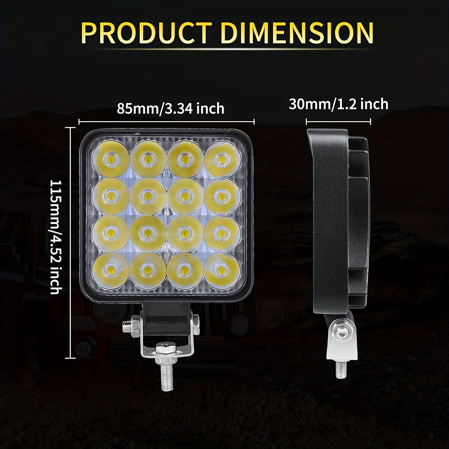 Barra de luz de trabajo LED mini 8.38cm blanca, luz de cruce y luz de inundación para todoterreno, tractor, camión, SUV