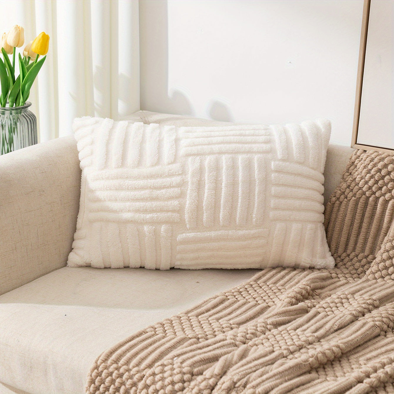 Bohemian Velvet Throw Pillow Cover with Snowflake Pattern and Zipper Closure