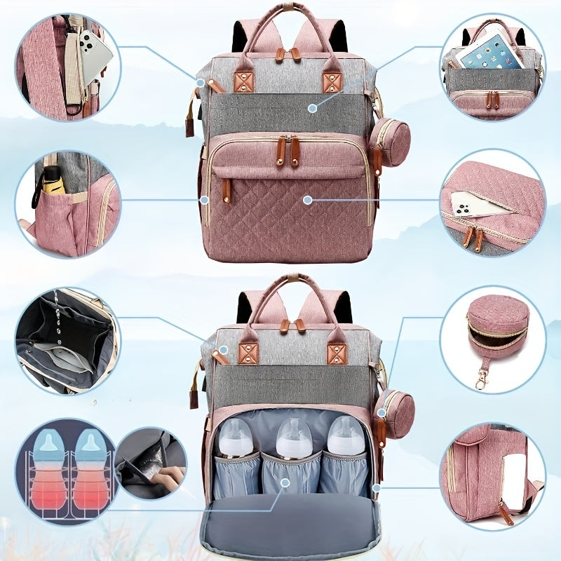 Diaper Backpack with USB Charging Port for New Parents Large Baby Bag with Multiple Compartments