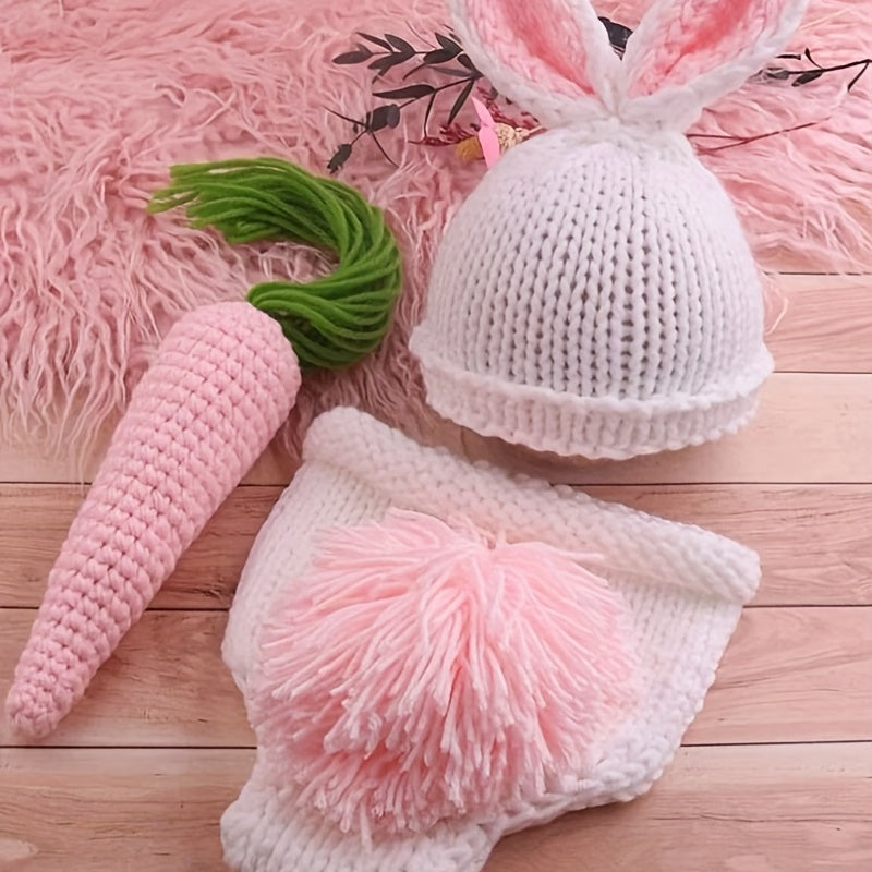 Baby Girl Crochet Bunny Costume for Photo Sessions and Crafts