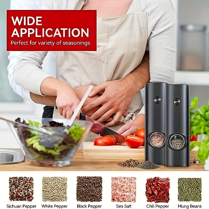 Electric Salt And Pepper Grinder Set With LED Light Adjustable Coarseness