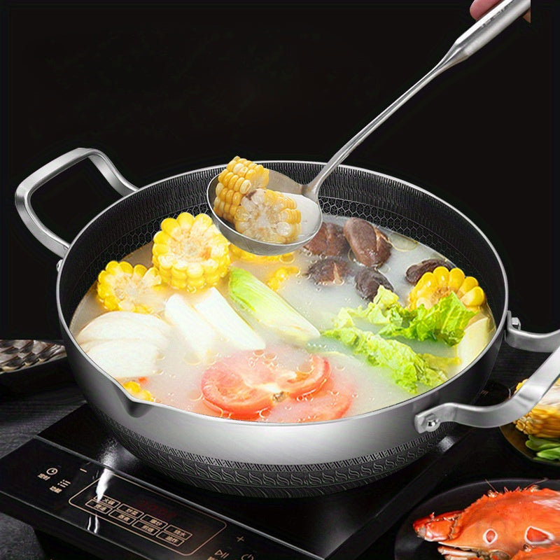 10-Inch Stainless Steel Frying Pan with Lid Non-Stick Honeycomb Bottom Induction Compatible