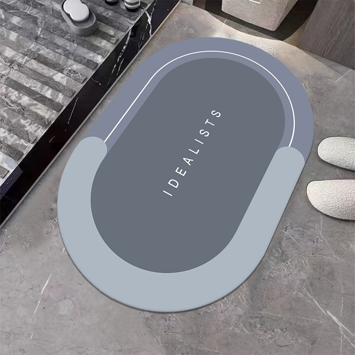 Absorbent Polyester Bath Mat Non-Slip Quick-Dry Odorless for Shower Bedroom Kitchen