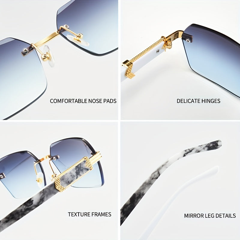 Men's Frameless Retro Fashion Glasses with PC Lenses for Men Gift