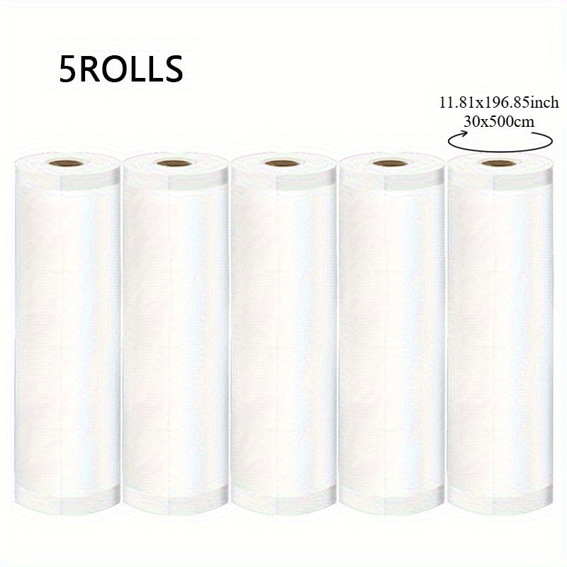 5 Rolls of 30x500cm Vacuum Seal Bags for Food Storage and Meal Prep BPA-Free Heavy Duty