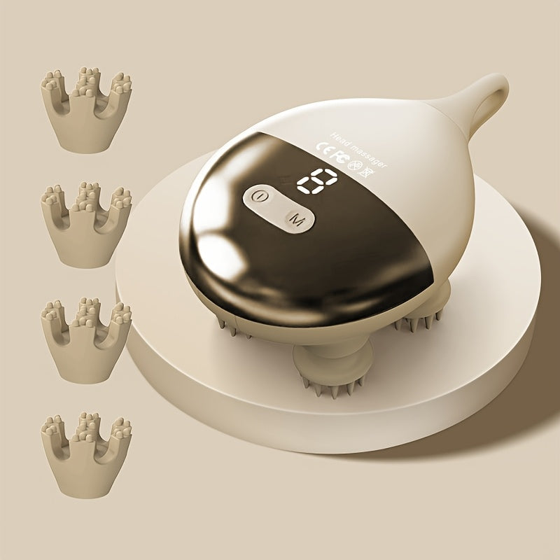 Wireless Electric Head and Shoulder Massager with 8 Detachable Heads and 4 Modes for Full Body Relief